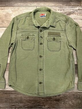ALL-SON Olive Green Work Shirt with Chest Pockets